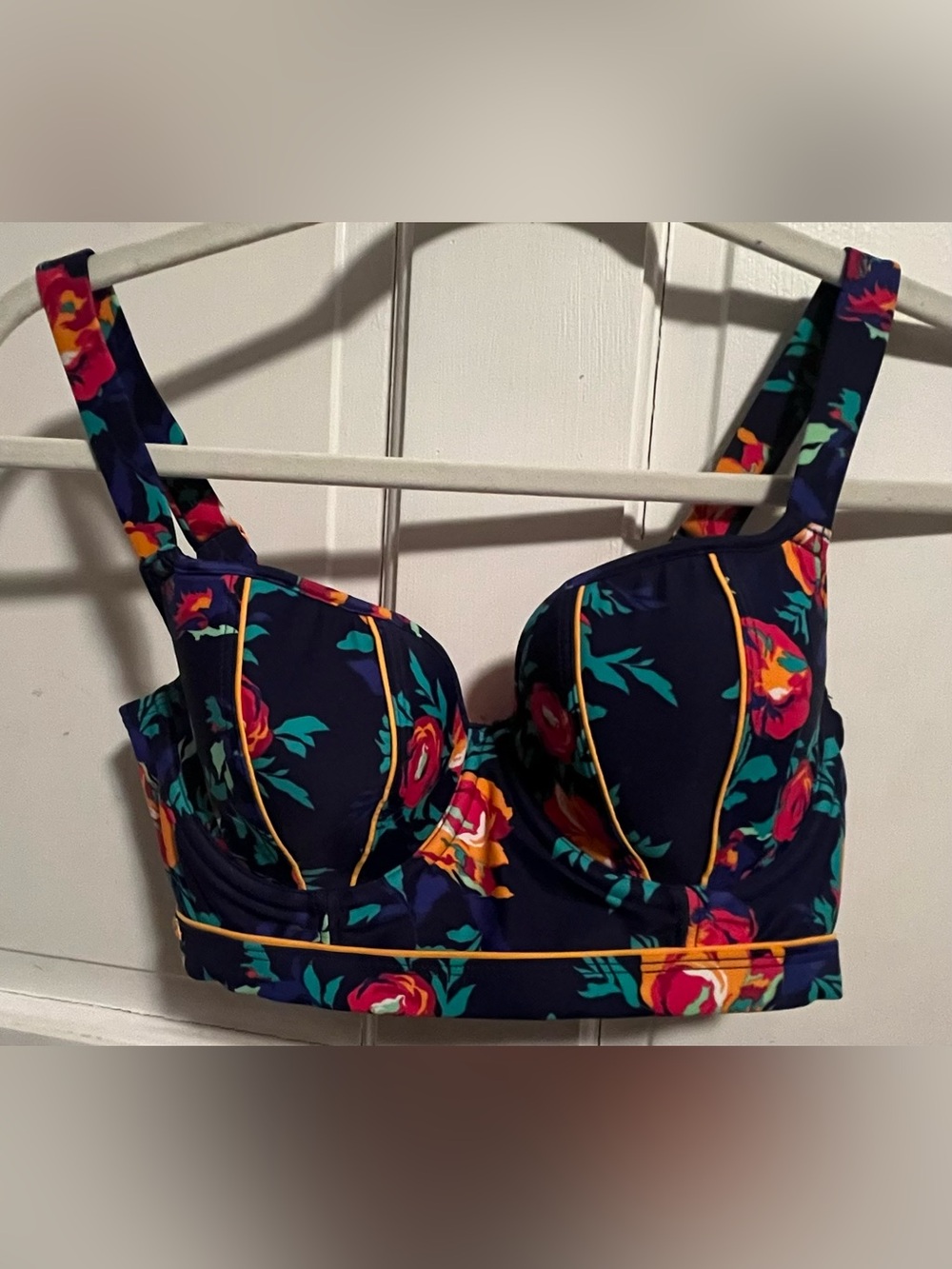 Cleo by Panache Cassie Floral Longline Underwire Balconette Bikini Top 32DD NWOT